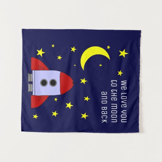 私たちは月とバック子供部屋にあなたを愛 タペストリー (正面(横))