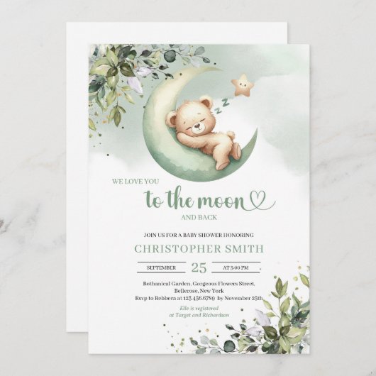 私たちは月と背中にあなたを愛してい男女兼用る 招待状 (正面/裏面)