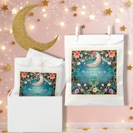 私たちは月のピンクのフローラ女の子の赤ちゃんシャワーの上にいる フェイバーバッグ