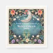 私たちは月のフローラ女の子のガーリー赤ちゃんシャワー上にいる スタンダードランチョンナプキン (正面)