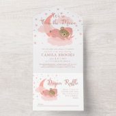 私たちは月の上で眠っているクマの女の子の赤ちゃんシャワー オールインワン招待状 (内側)