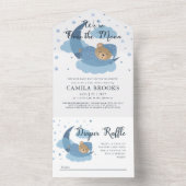 私たちは月の上で眠っているクマ男の子の赤ちゃんシャワー オールインワン招待状 (内側)