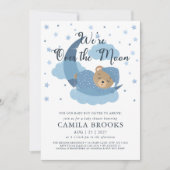 私たちは月の上で眠っているクマ男の子の赤ちゃんシャワー 招待状 (正面)