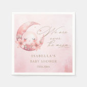 私たちは月の女の子の赤ちゃんシャワーの上にいる スタンダードカクテルナプキン (正面)