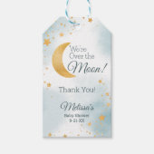 私たちは月の男の子の赤ん坊シャワー以上にありがとう ギフトタグ (正面)