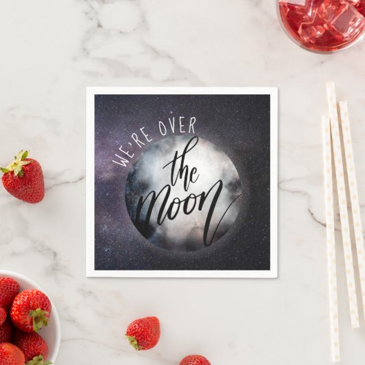 私たちは月の赤ちゃんシャワーの上にいる スタンダードカクテルナプキン (インサイチュ)