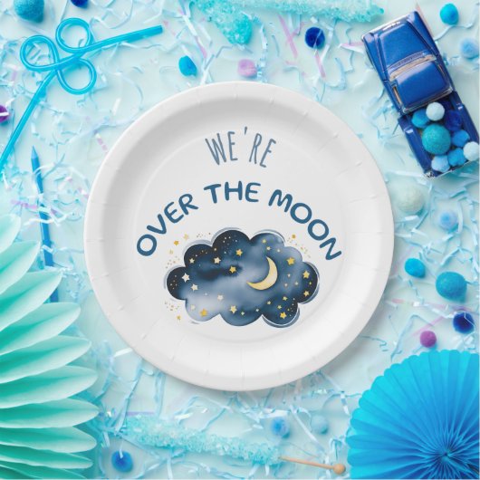 私たちは月の赤ちゃんシャワーの上にいる ペーパープレート (パーティー)