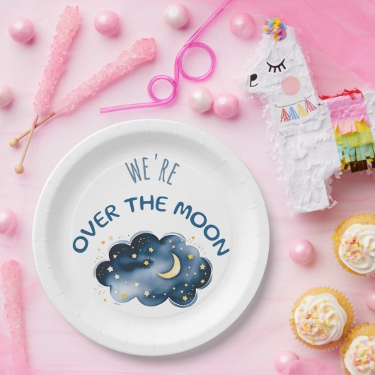 私たちは月の赤ちゃんシャワーの上にいる ペーパープレート (パーティー)