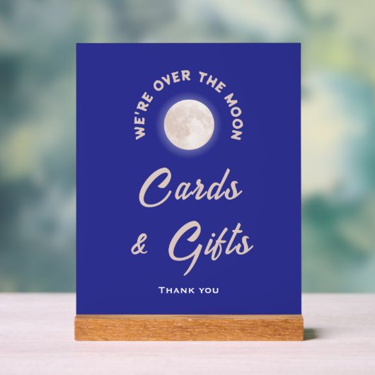 私たちは月の赤ちゃんシャワーカードとギフトのサインを越えている アクリルサイン (ニュートラル)