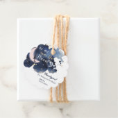 私たちは月の赤ん坊のシャワー青の上にあサンキューる フェイバータグ (インサイチュ)