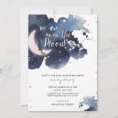 私たちは月の赤ん坊のシャワー青の上にいる 招待状 (正面)