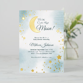 私たちは月夢の男の子の赤ちゃんシャワーの上にいる 箔招待状