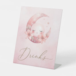 私たちは月女の子の赤ちゃんシャワーの飲み物の上にいる 台座サイン