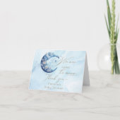 私たちは月面の男の子の赤ん坊のシャワーの上にいる サンキューカード (正面)