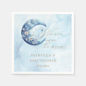 私たちは月面の男の子の赤ん坊のシャワーの上にいる スタンダードカクテルナプキン (正面)