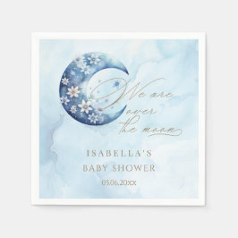 私たちは月面の男の子の赤ん坊のシャワーの上にいる スタンダードカクテルナプキン