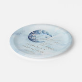 私たちは月面の男の子の赤ん坊のシャワーの上にいる ペーパープレート (アングル)