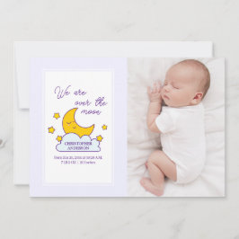 私たちは月2の写真の誕生の発表の上にいる 案内状