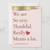 私たちは本当に感謝している。本当に。たくさん意味する。名前の追加 サンキューカード (正面)