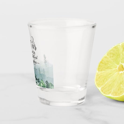 私たちは森の屋外の結婚式でデートを保存 ショットグラス (右)