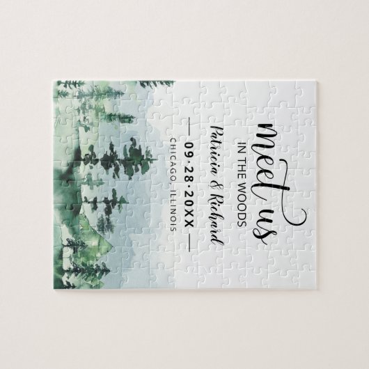 私たちは森の屋外の結婚式でデートを保存 ジグソーパズル (横)