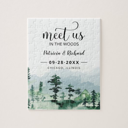 私たちは森の屋外の結婚式でデートを保存 ジグソーパズル (縦)