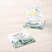 私たちは森の屋外の結婚式でデートを保存 スクエアペーパーコースター (インサイチュ)