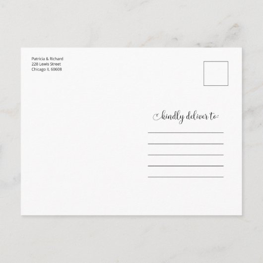 私たちは森の屋外の結婚式でデートを保存 ポストカード (裏面)