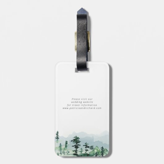 私たちは森の屋外の結婚式でデートを保存 ラゲッジタグ (裏面縦)