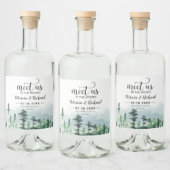 私たちは森の屋外の結婚式でデートを保存 リキュールボトルラベル (ボトル)