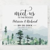 私たちは森の屋外の結婚式でデートを保存 リキュールボトルラベル (シングルラベル)