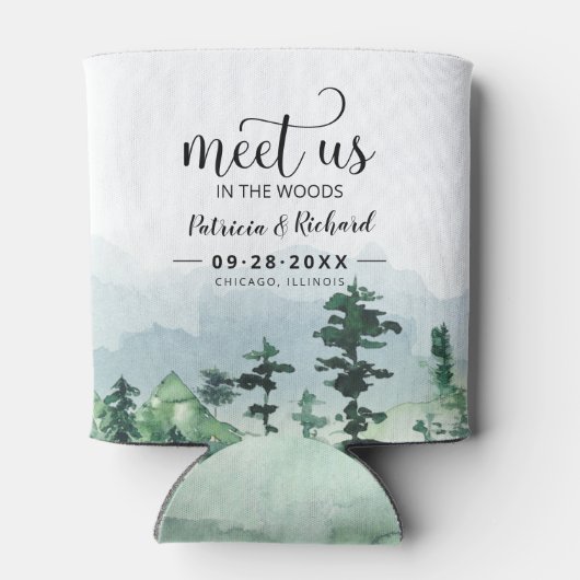 私たちは森の屋外の結婚式でデートを保存 缶クーラー (裏面)