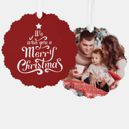 私たちは楽しいクリスマスの可愛い写真を望む オーナメントカード