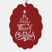 私たちは楽しいクリスマスの可愛い写真を望む オーナメントカード (左)