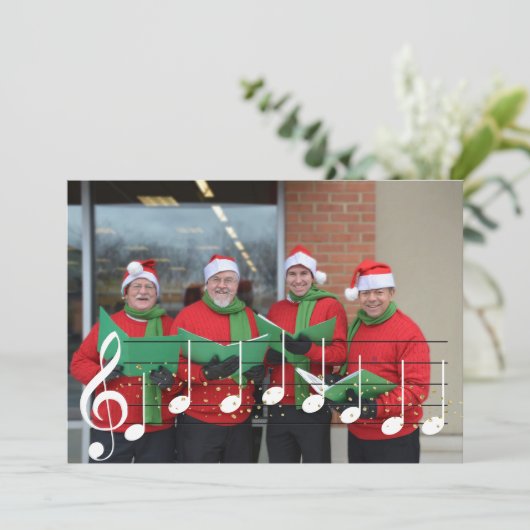 私たちは楽しいクリスマスミュージックシンガーCarolerを願う シーズンカード (スタンド正面)