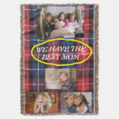 私たちは母最高のが平らな4枚の写真を着色した スローブランケット (正面縦)