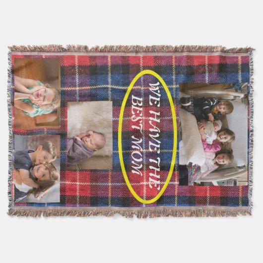 私たちは母最高のが平らな4枚の写真を着色した スローブランケット (正面)