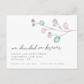 私たちは永久にスクリプトの葉日付を保存することに決めた インビテーションポストカード (正面)