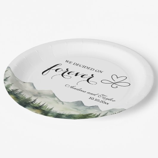 私たちは永遠にエレガントな結婚式を決めた ペーパープレート (アングル)