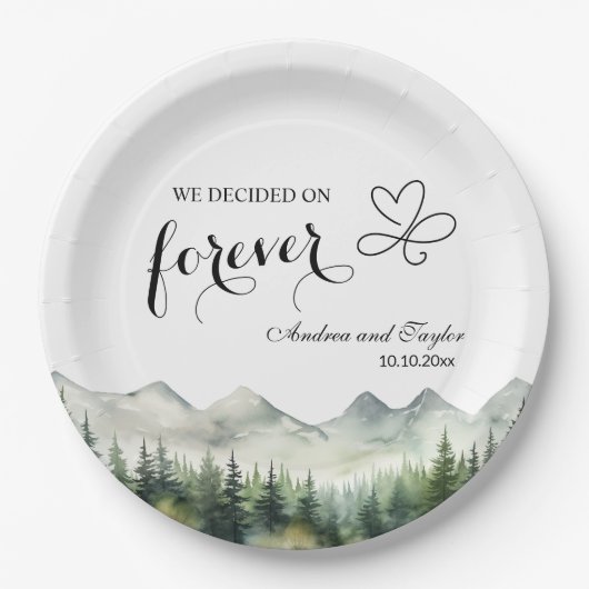 私たちは永遠にエレガントな結婚式を決めた ペーパープレート (正面)