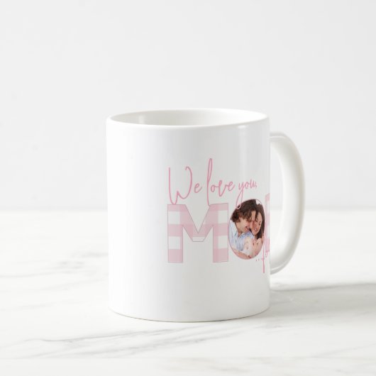 私たちは永遠にピンクのバッファローのチェックフォトあなたを愛 コーヒーマグカップ (正面右)