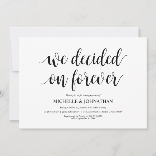 私たちは永遠に決めた、婚約パーティ招待状 招待状 (正面)