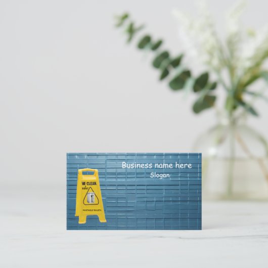 私たちは清潔でレンタルポータブルトイレ黄色い標識 名刺 (スタンド正面)