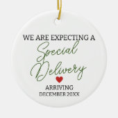 私たちは特別出産妊娠を期待している セラミックオーナメント (正面)