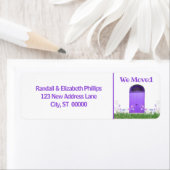 私たちは発表パープルフラワーダブルドアを移動 ラベル (インサイチュ)