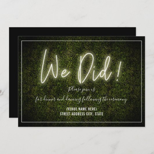 私たちは白いネオンボクウッドの結婚披露宴をした 招待状 (正面/裏面)