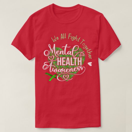 私たちは皆、メンタルヘルスの認識度を集める Tシャツ (デザイン正面)