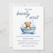 私たちは真摯に待つことができる – かわいいテディベア赤ちゃんシャワー 招待状 (正面)