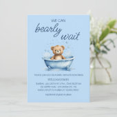 私たちは真摯に待つことができる – かわいいテディベア赤ちゃんシャワー 招待状 (スタンド正面)