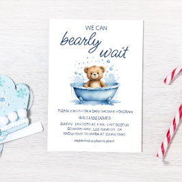 私たちは真摯に待つことができる – かわいいテディベア赤ちゃんシャワー 招待状